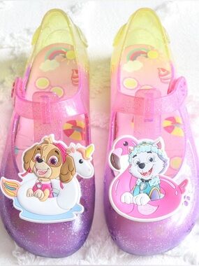 Nickelodeon| Paw Patrol Skye & Everest Sparkle Casual Jelly Sandals Mary Jane 12